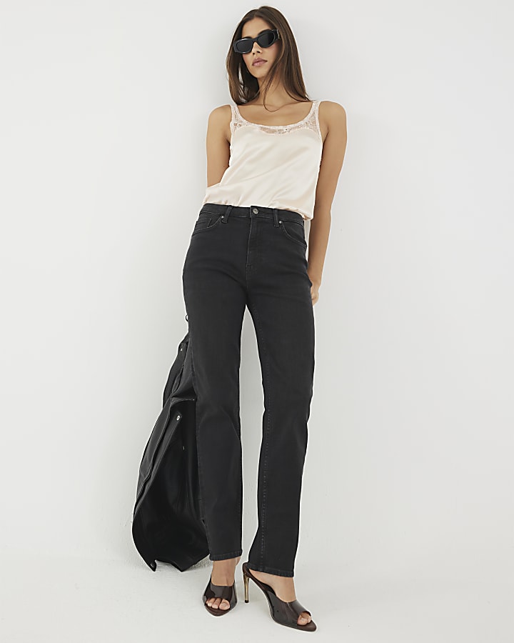 River Island Black Slim Fit High Waisted Ankle Jeans