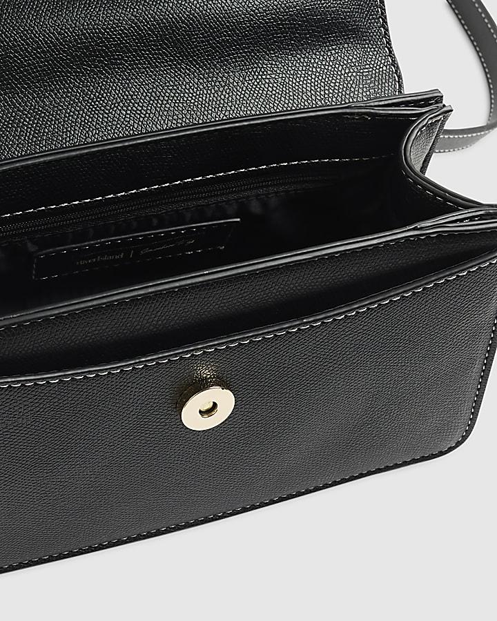 river island Black Small Metal Handle Charm Tote Bag