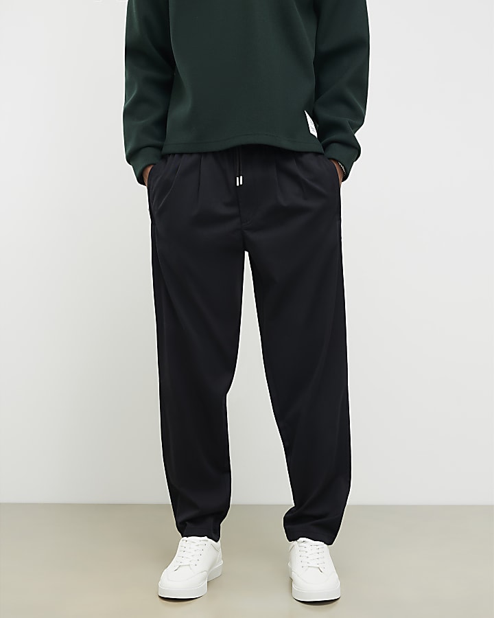 River Island Black Straight Fit Elasticated Trousers