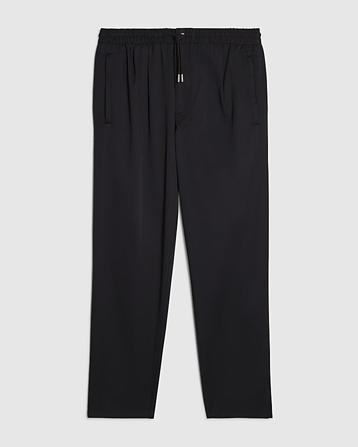 river island Black Straight Fit Elasticated Trousers