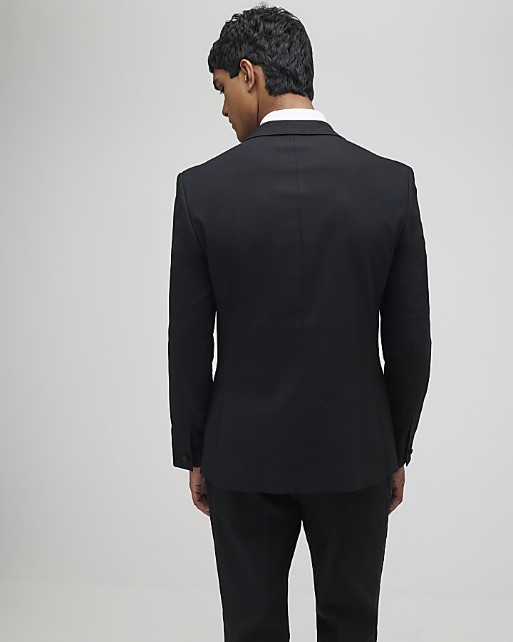 River Island Black Stretch Slim Fit Tuxedo Suit Jacket