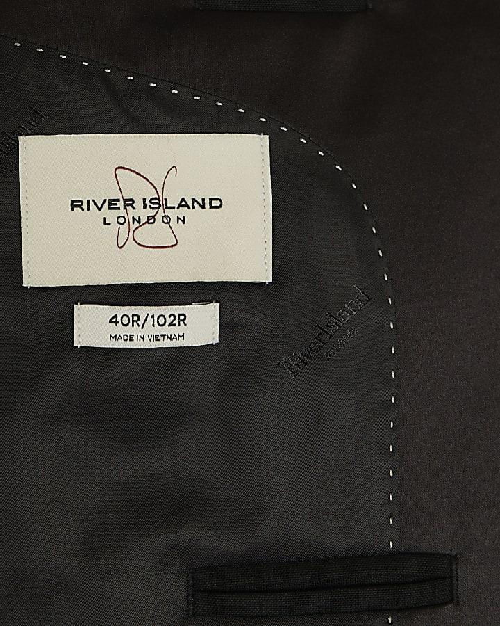 river island Black Stretch Slim Fit Tuxedo Suit Jacket