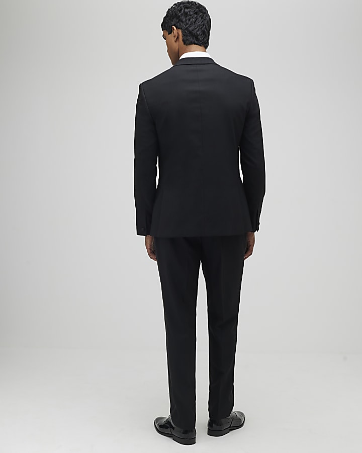 River Island Black Stretch Slim Fit Tuxedo Suit Trousers