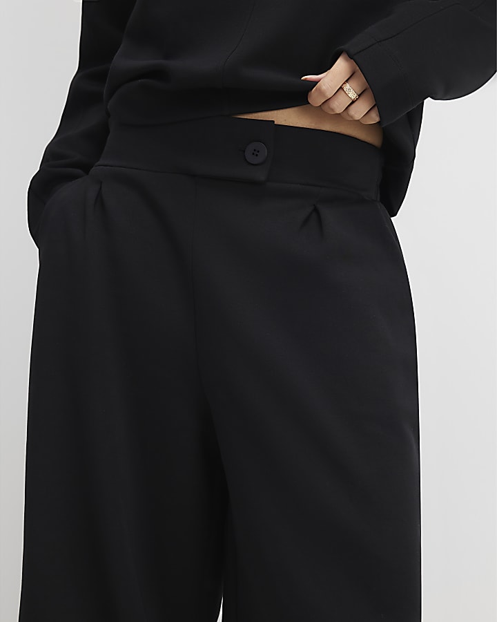 River Island Black Tailored Jersey Wide Leg Trousers