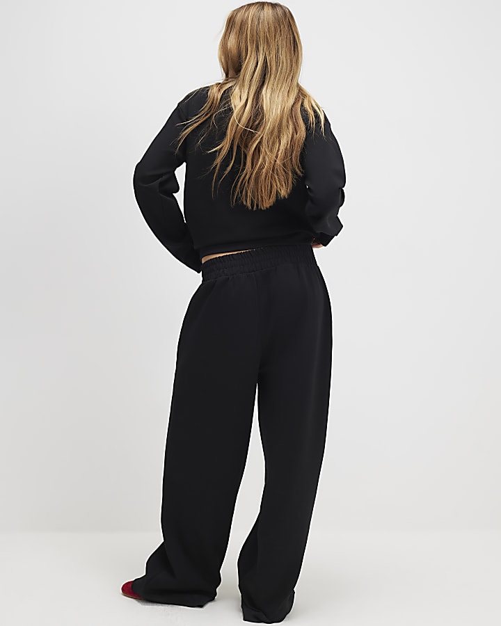 River Island Black Tailored Jersey Wide Leg Trousers