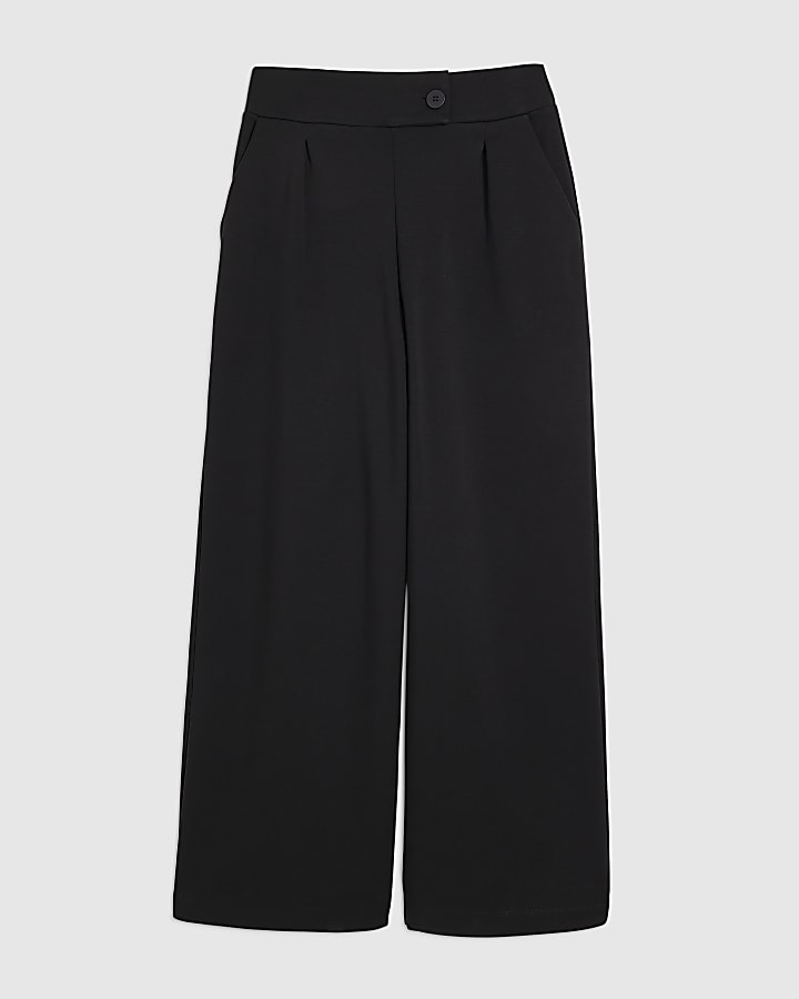 river island Black Tailored Jersey Wide Leg Trousers