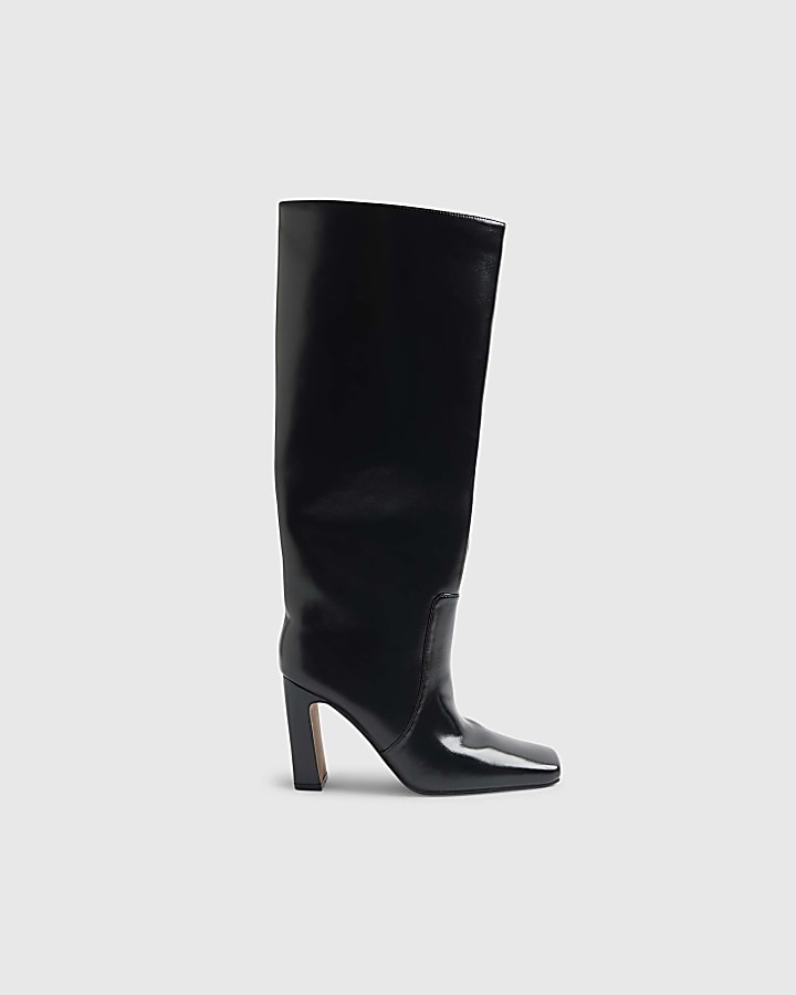River Island Black Wide Fit Chisel Toe High Leg Boots