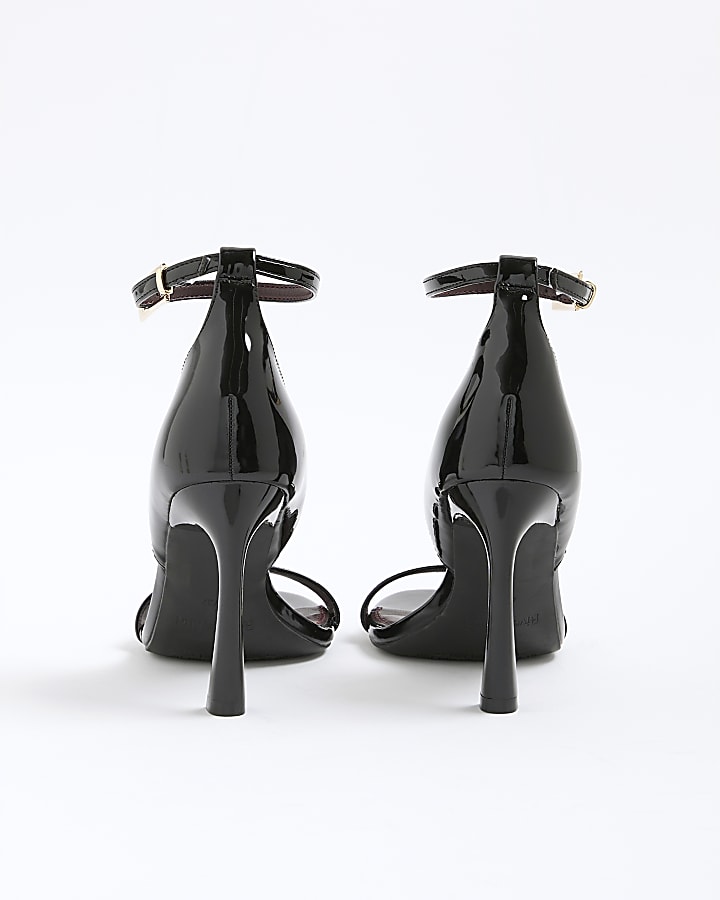 River Island Black Wide Fit Patent Banana Heeled Sandals