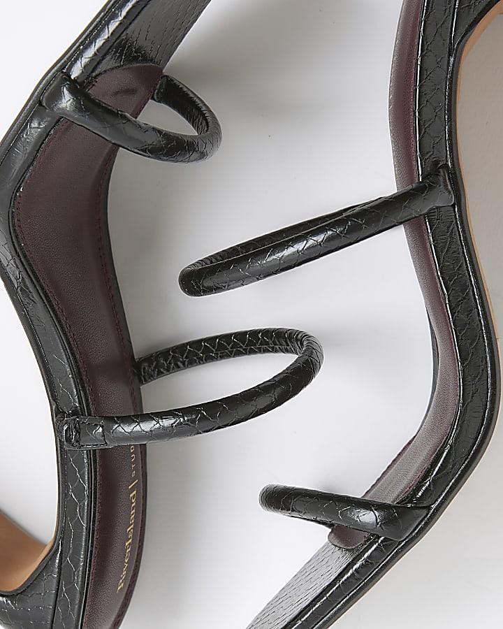 river island Black Wide Fit Strap Mule Heeled Sandals