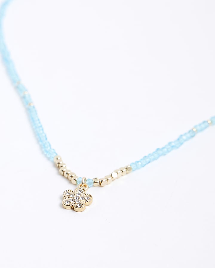 River Island Blue December Birthstone Beaded Necklace