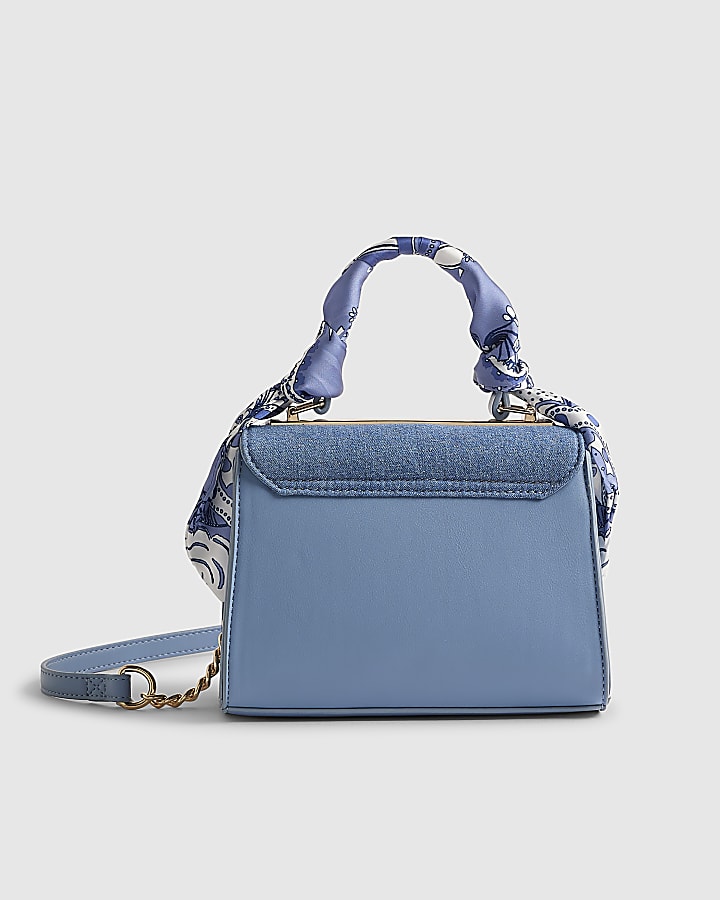 River Island Blue Mini Embroidered Cross Body Tote Bag