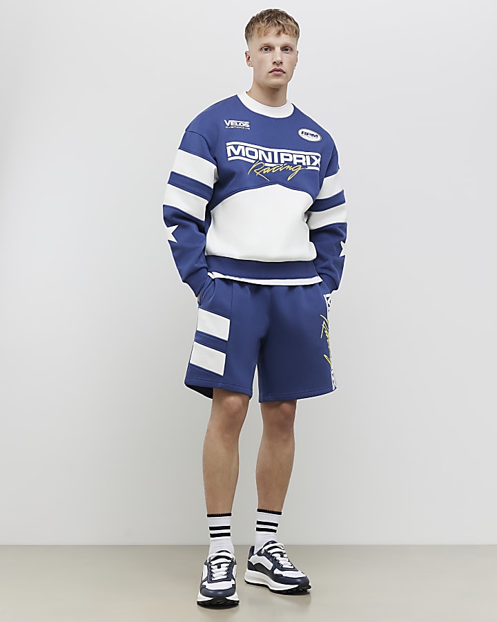 River Island Blue Oversized Fit Mont Prix Sweatshirt