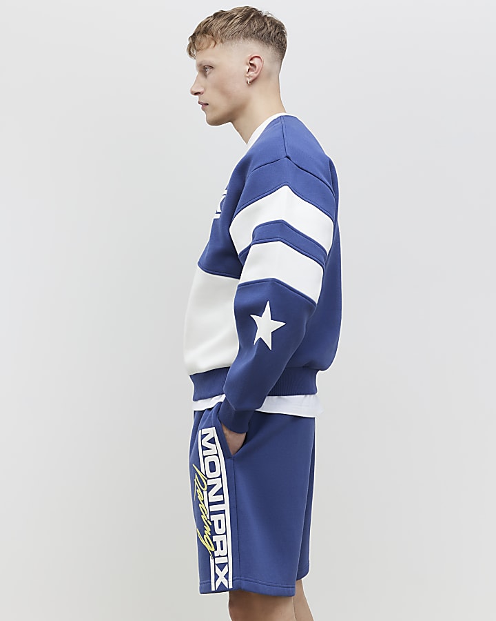 River Island Blue Oversized Fit Mont Prix Sweatshirt