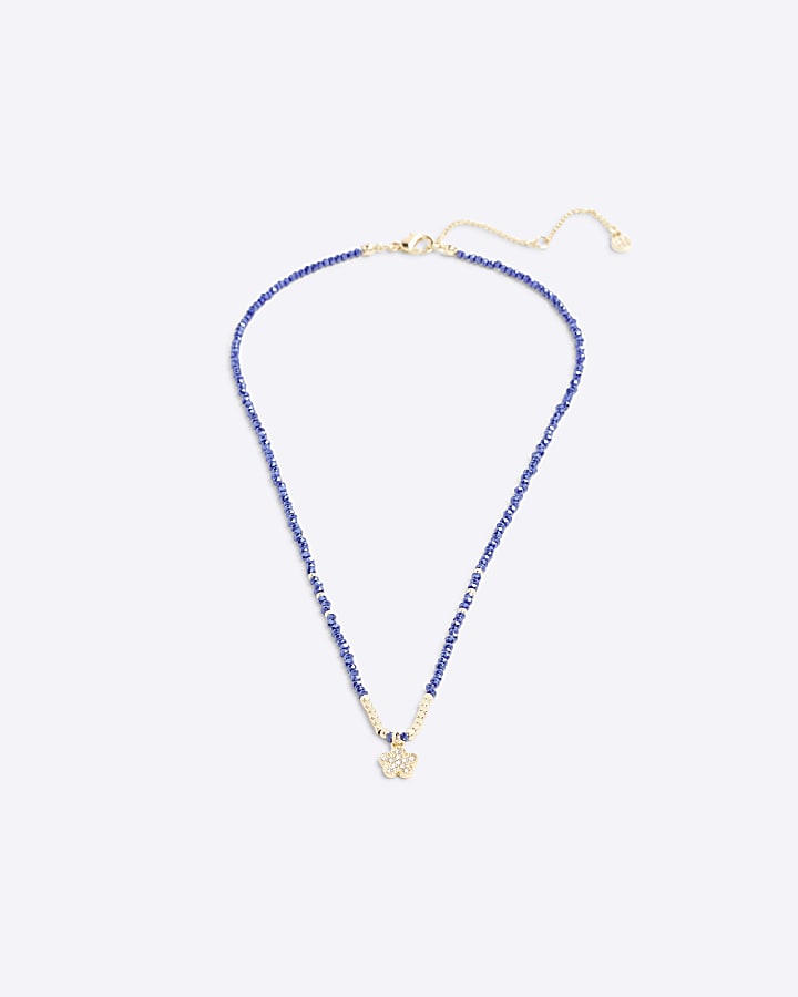 River Island Blue September Birthstone Beaded Necklace