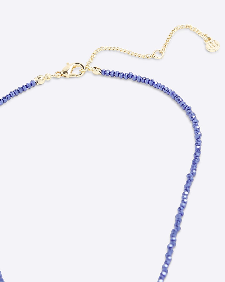 River Island Blue September Birthstone Beaded Necklace