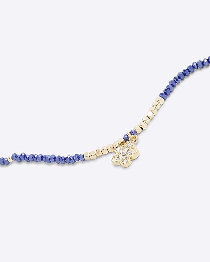 River Island Blue September Birthstone Beaded Necklace