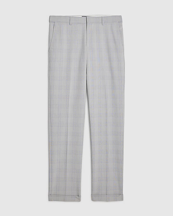 river island Blue Slim Fit Check Slim Suit Trousers