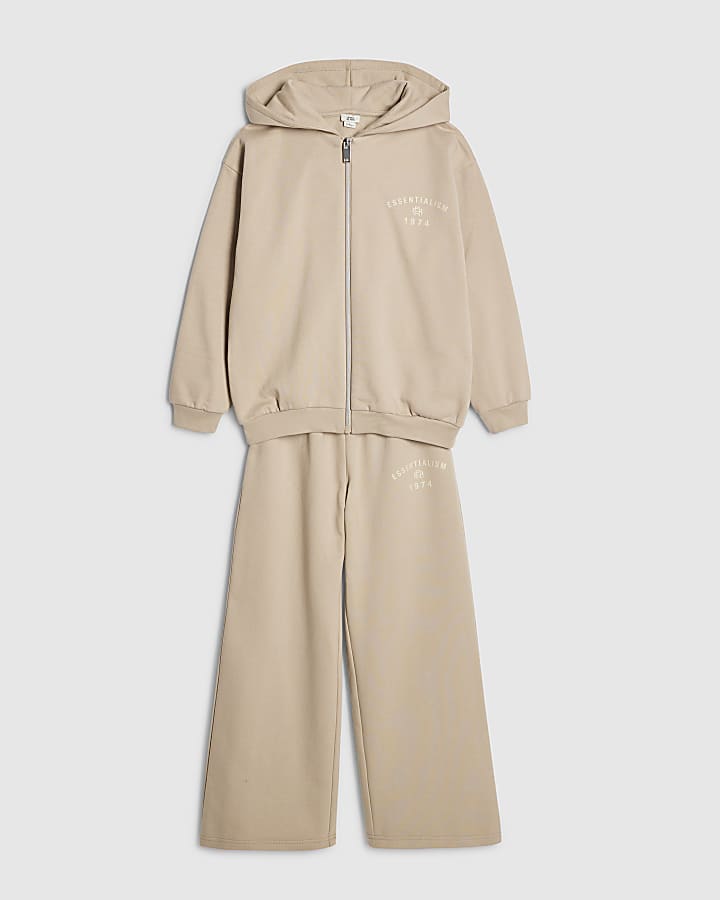 River Island Boys Beige Oversized Essentialism Hoodie Set