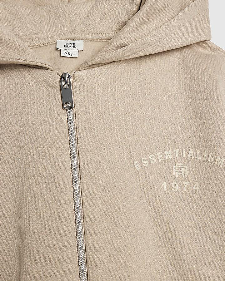 River Island Boys Beige Oversized Essentialism Hoodie Set
