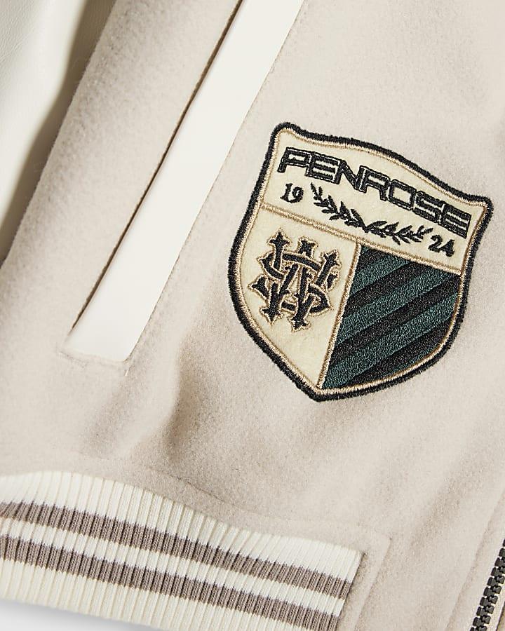 river island Boys Beige Penrose Badge Bomber Jacket