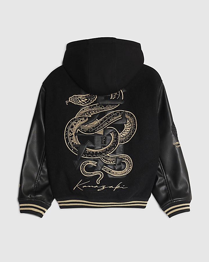 River Island Boys Black Japanese Snake Bomber Jacket