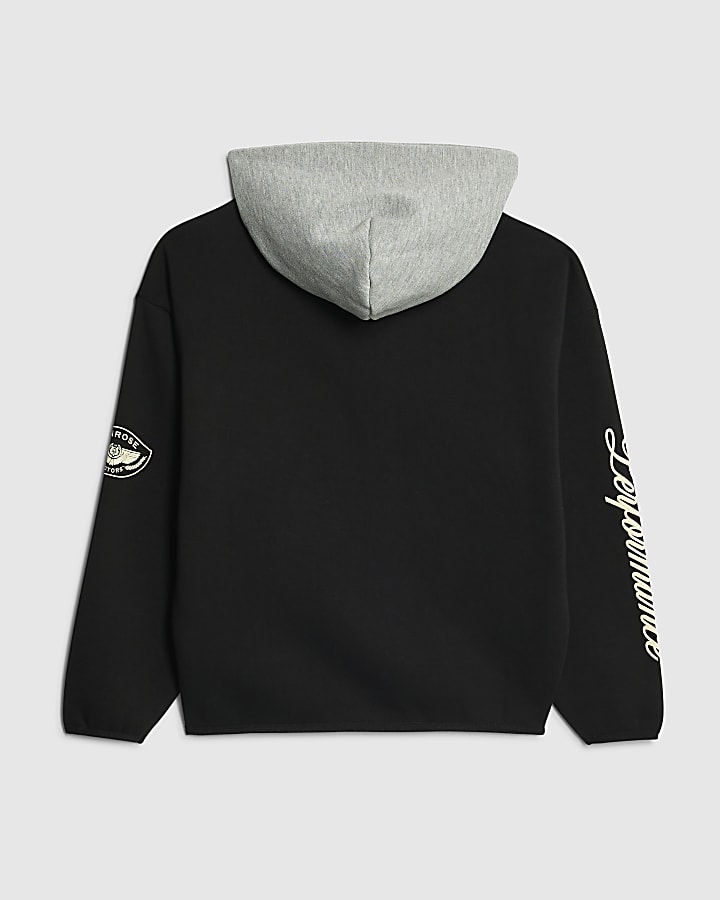 River Island Boys Black Legacy Sports Zip Through Hoodie