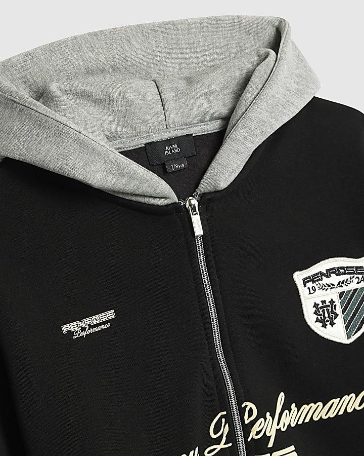 River Island Boys Black Legacy Sports Zip Through Hoodie