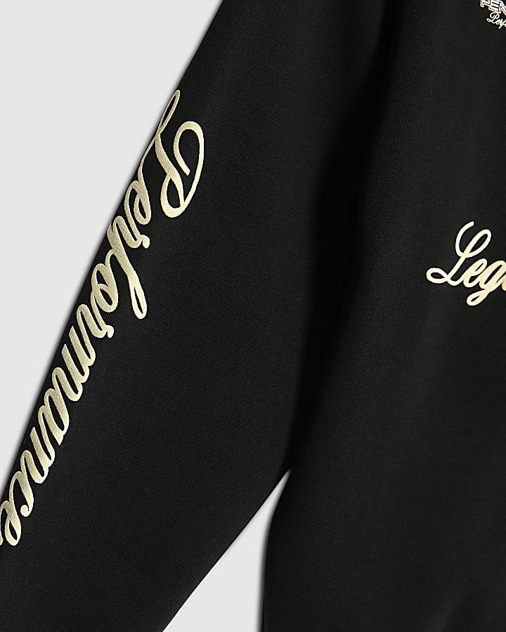River Island Boys Black Legacy Sports Zip Through Hoodie