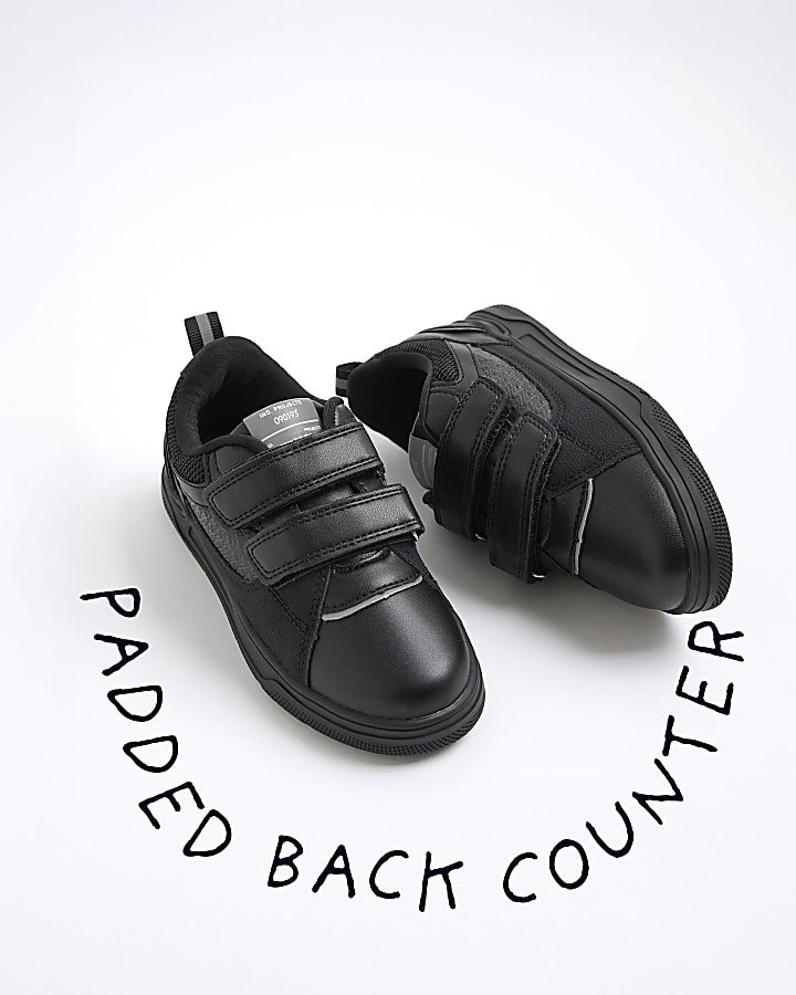 River Island Boys Black Monogram Double Strap Trainers