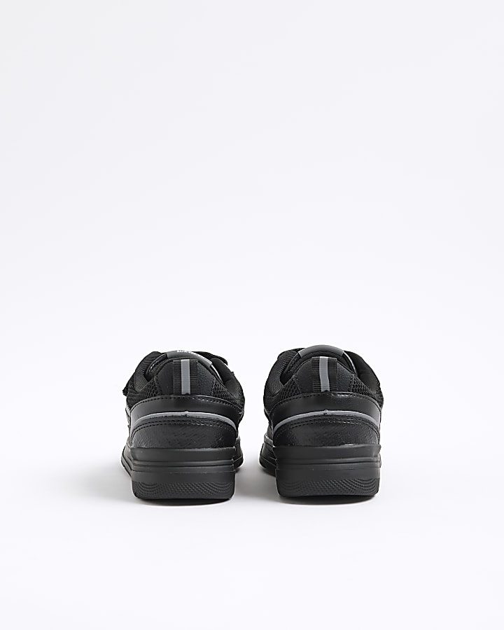 River Island Boys Black Monogram Double Strap Trainers