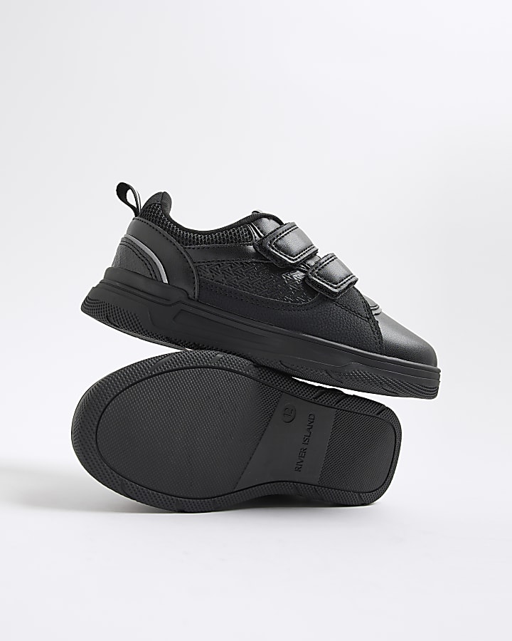 river island Boys Black Monogram Double Strap Trainers