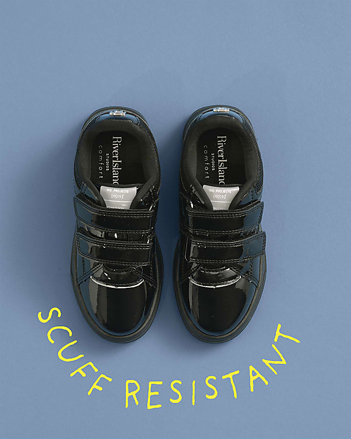 River Island Boys Black Monogram Double Velcro Trainers