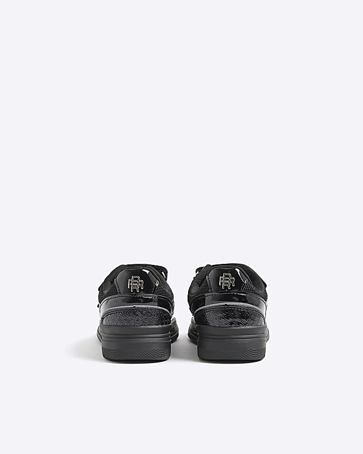River Island Boys Black Monogram Double Velcro Trainers
