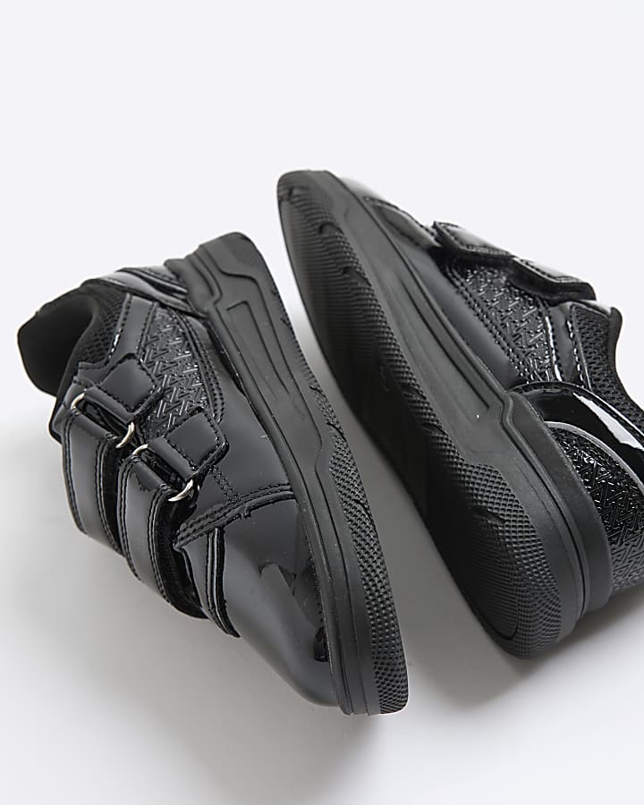 River Island Boys Black Monogram Double Velcro Trainers
