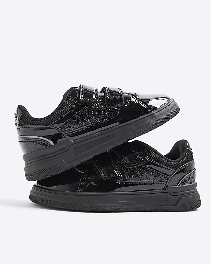 river island Boys Black Monogram Double Velcro Trainers