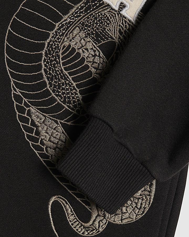 river island Boys Black Yokosuka Snake Zip Through Hoodie