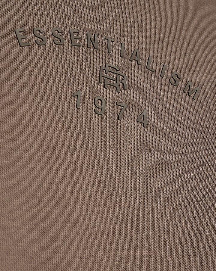 river island Boys Brown Oversized Essentialism Hoodie Set