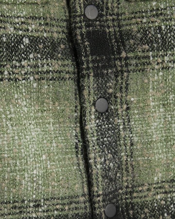 river island Boys Green Borg Check Hooded Overshirt