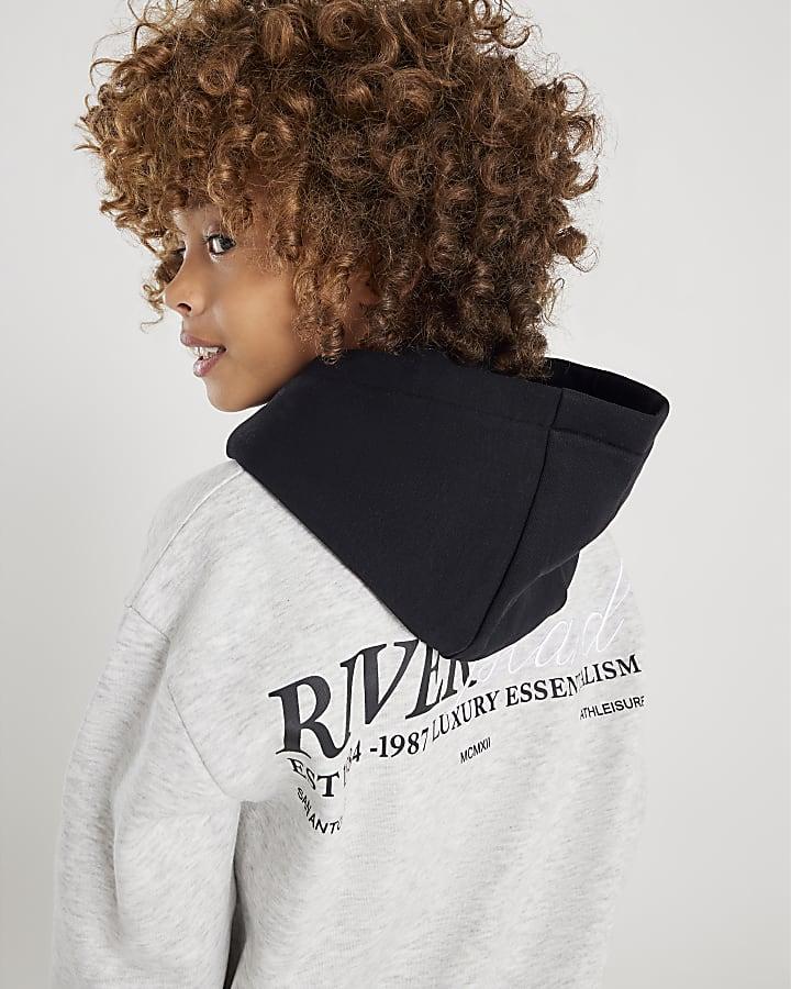 River Island Boys Grey River Island Colour Block Hoodie