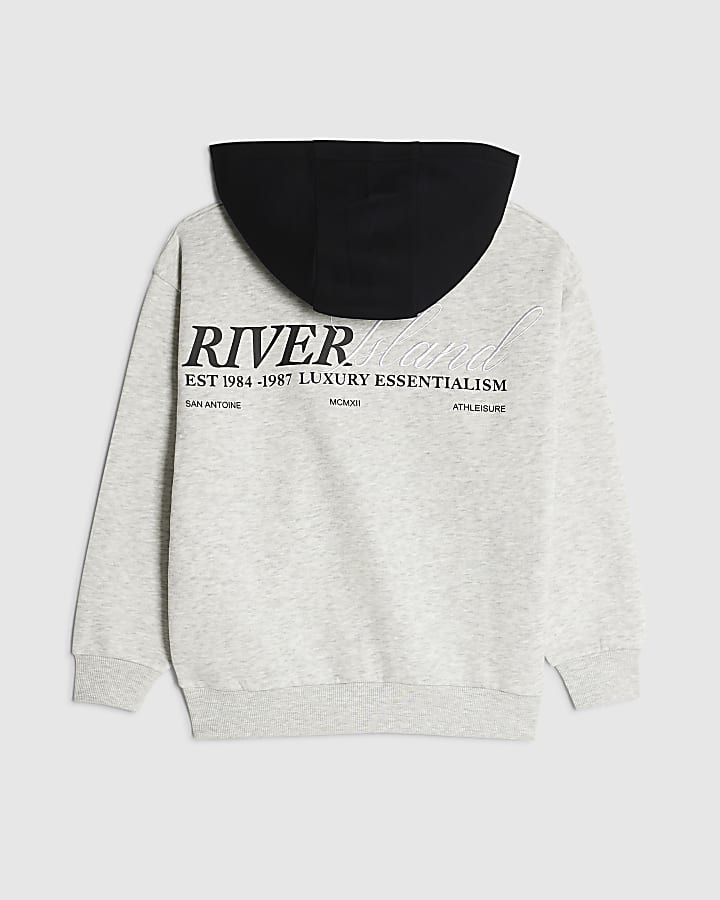 River Island Boys Grey River Island Colour Block Hoodie