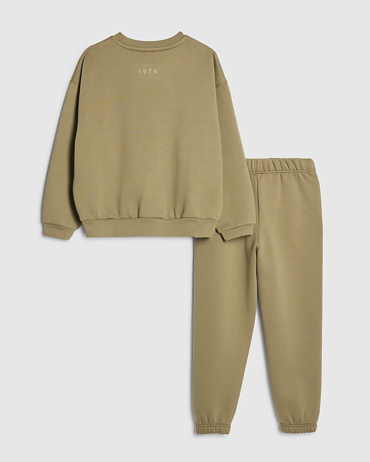 River Island Boys Khaki Essentialism Sweatshirt Set