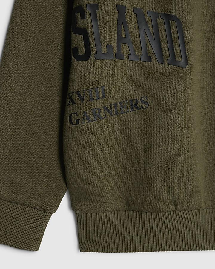 river island Boys Khaki River Branded Sweatshirt Set