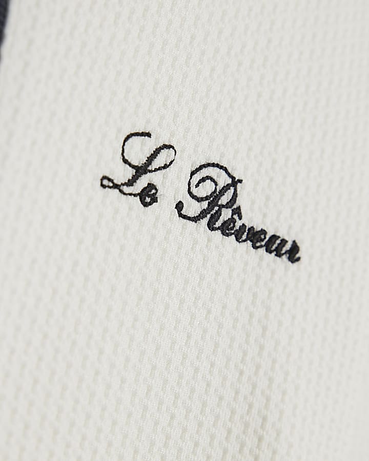 River Island Boys White Slim Fit Textured Polo Shirt