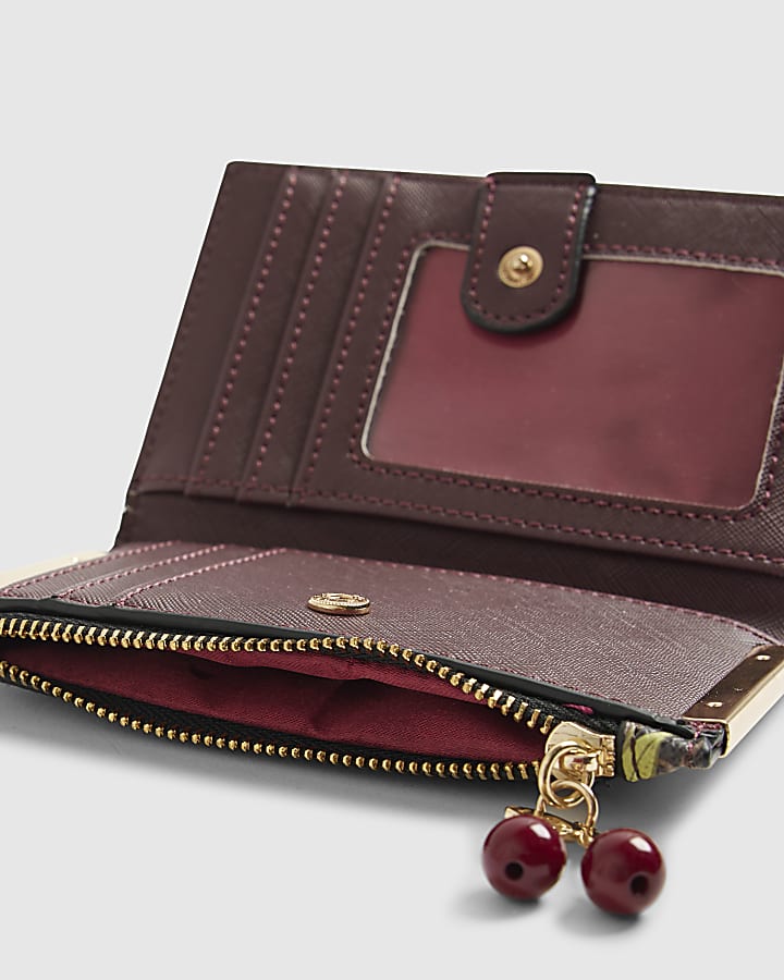 river island Brown Cherry Monogram Print Mini Purse