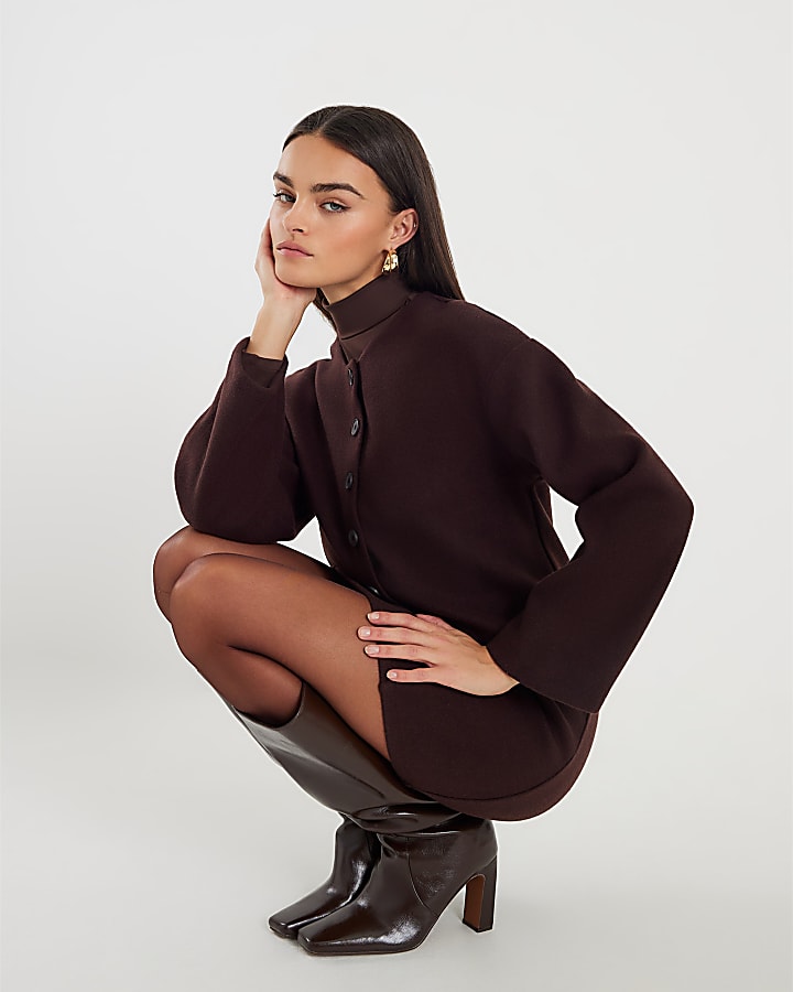 River Island Brown Cosy Long Sleeve Button Up Cardigan