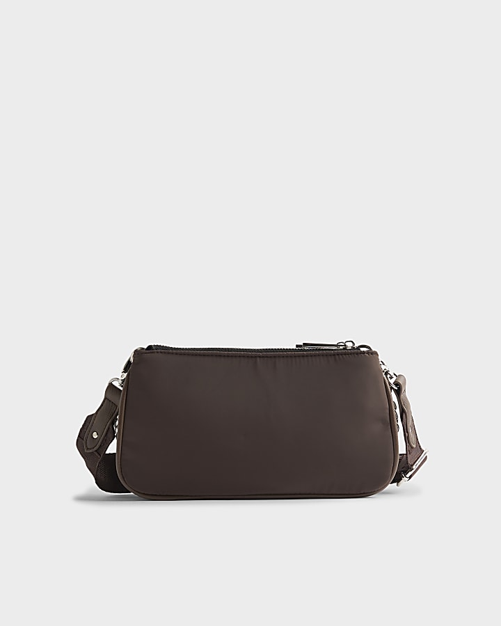 River Island Brown Double Compartment Cross Body Bag