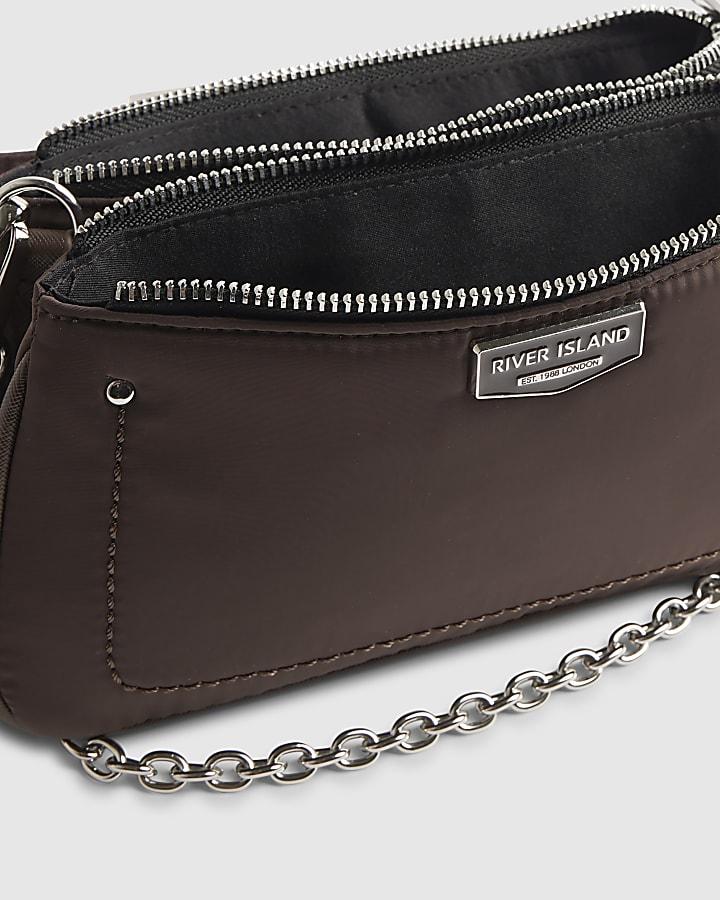 River Island Brown Double Compartment Cross Body Bag