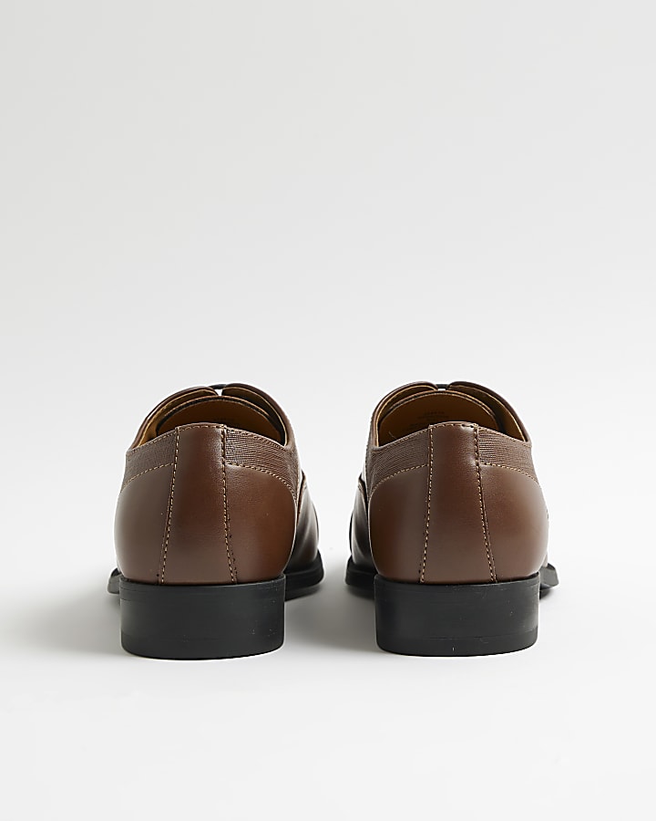 River Island Brown Faux Leather Textured Lace Up Shoes