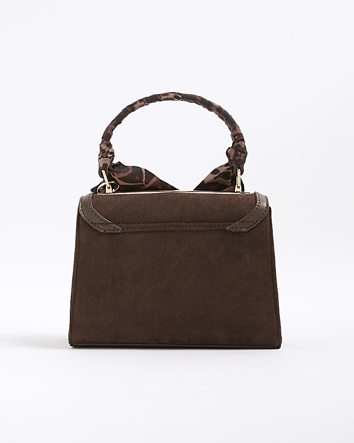 River Island Brown Faux Suede Mini Cross Body Tote Bag