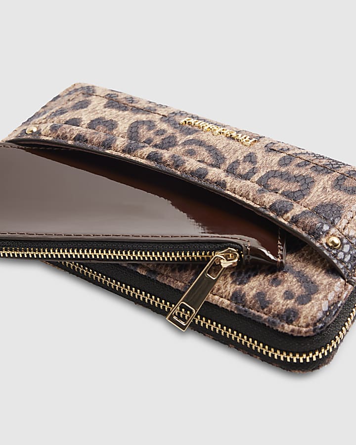 River Island Brown Leopard Print Pocket Front Purse